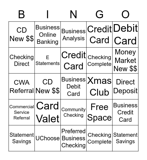 Sales Activity Bingo Card