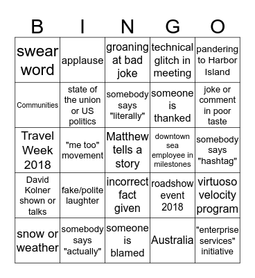 January Staff Meeting Bingo Card