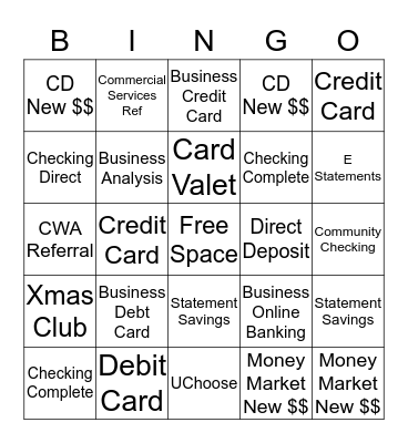 Sales Activity Bingo Card