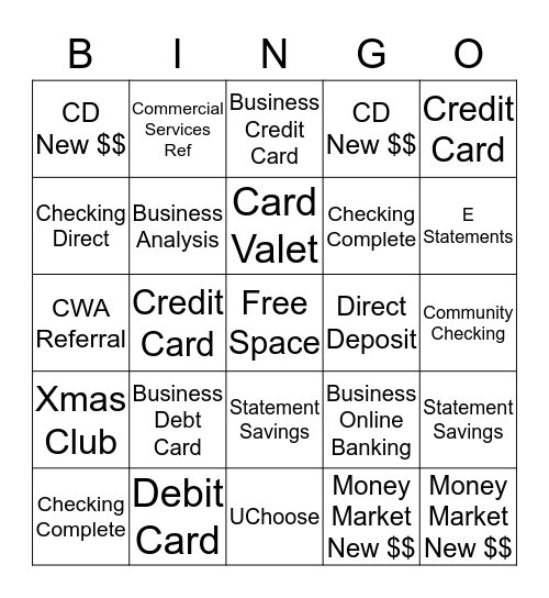 Sales Activity Bingo Card
