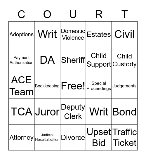 Court Bingo Card