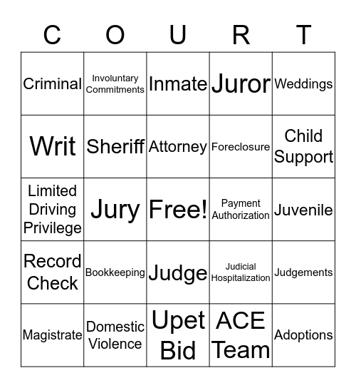 Court Bingo Card