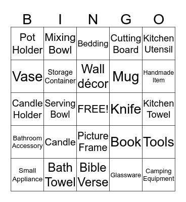 Bridal Bingo Card