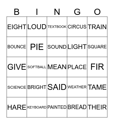 VOWEL PATTERNS Bingo Card