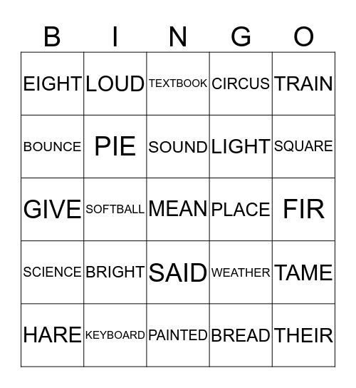 VOWEL PATTERNS Bingo Card