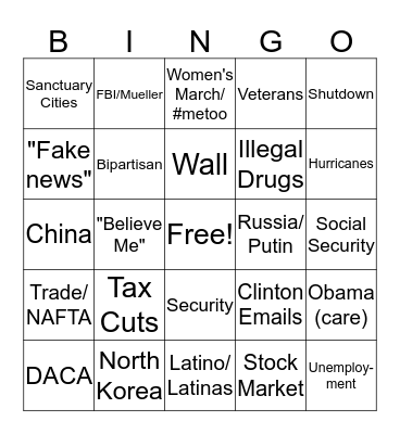 State of the Union Bingo Card