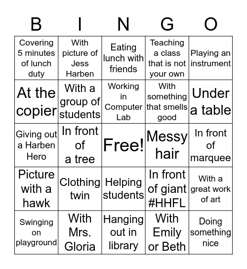 Selfie Bingo Card