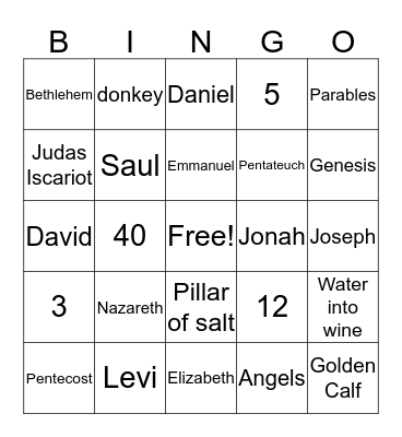 Bible Bingo Card