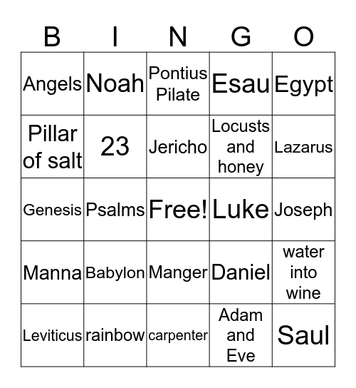 Bible Bingo Card