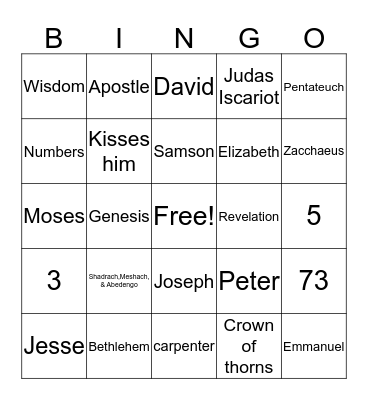 Bible Bingo Card