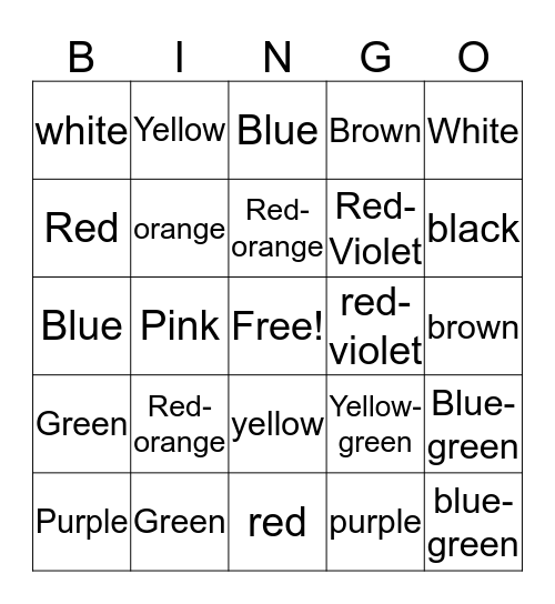 Crayon Bingo Card
