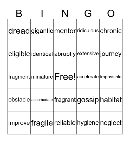 Untitled Bingo Card