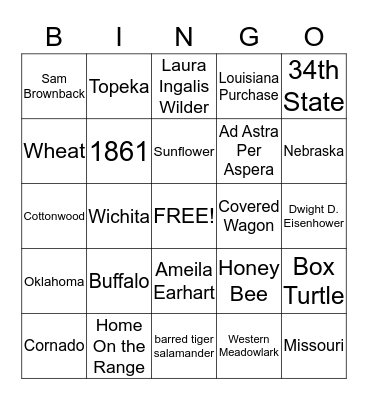 Kansas Day Bingo Card