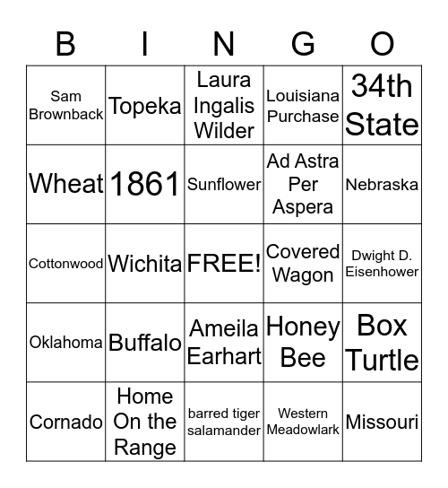 Kansas Day Bingo Card