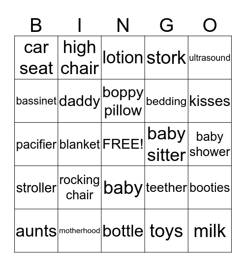 Baby  Bingo Card