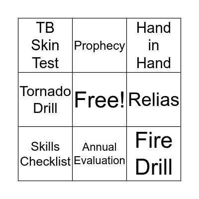 Annual Training Bingo Card