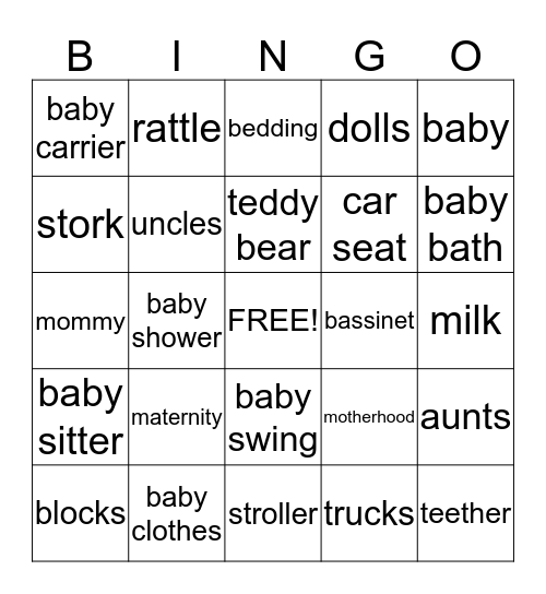 Baby  Bingo Card