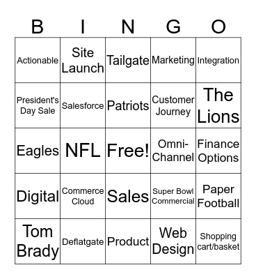 eCommerce/Super Bowl Bingo Card