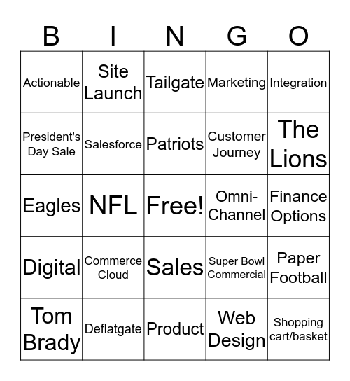 eCommerce/Super Bowl Bingo Card