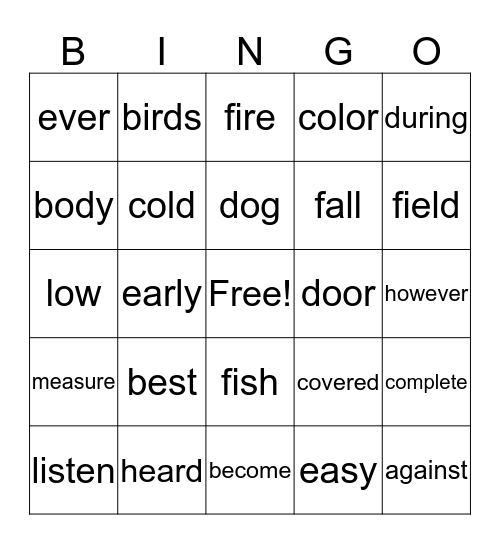 LH 301-350 sight words1-30-18 Bingo Card