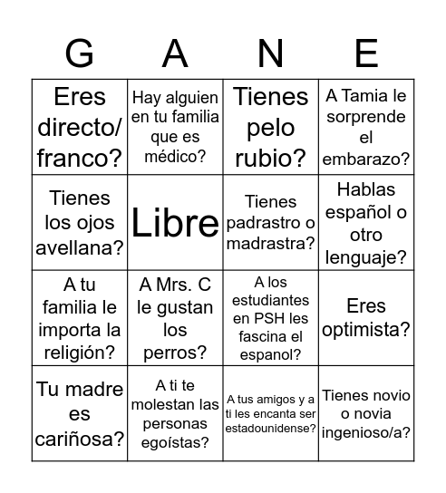 La loteria Bingo Card