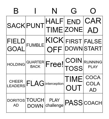 SUPERBOWL 2018 Bingo Card