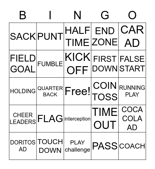 SUPERBOWL 2018 Bingo Card