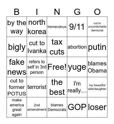 State of the Union Bingo Card