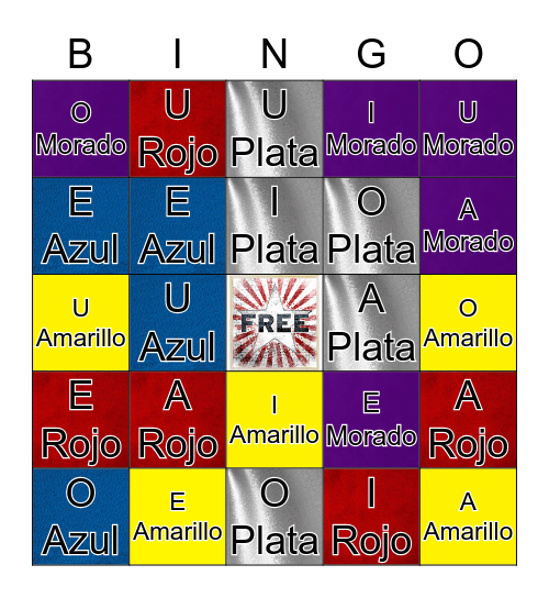 Spanish Vowels Bingo Card