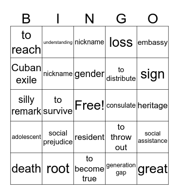 En familia Bingo Card