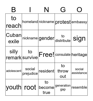 En familia Bingo Card