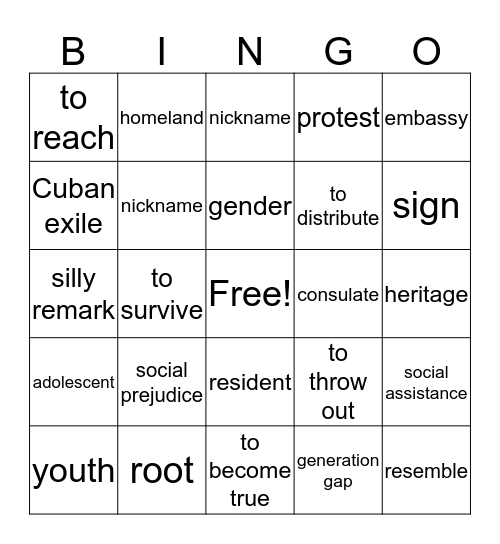 En familia Bingo Card