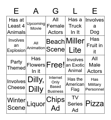 SUPER BOWL LII Bingo Card