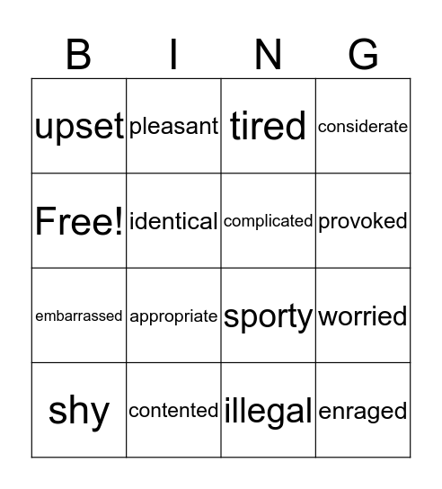 Word Building Bingo! Bingo Card
