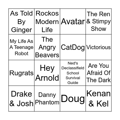 Nickelodeon Bingo Card