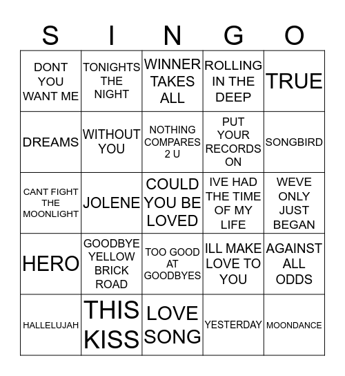 151 EASY HITS #2 Bingo Card