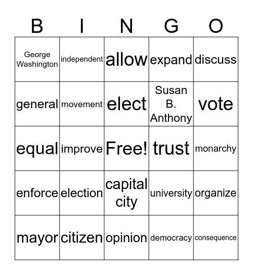 Level 8 History Bingo Card