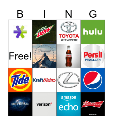 Superbowl Commerical Bingo Card