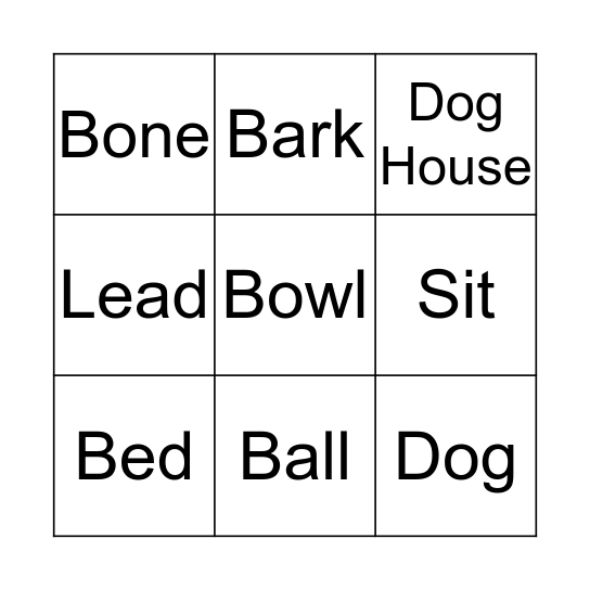 Dog Bingo Card