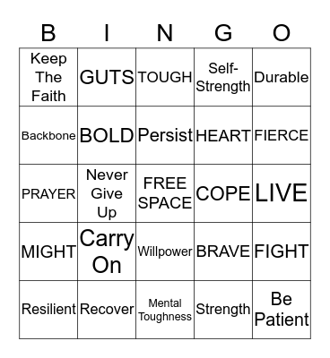 STRONG  Bingo Card