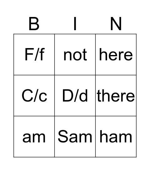 green eggs and ham Bingo Card