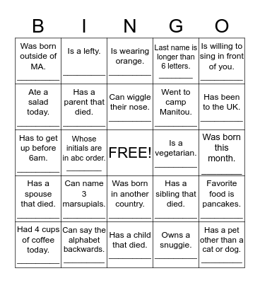 Jeff's Place Bingo! Bingo Card