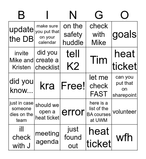 Meeting Bingo Card