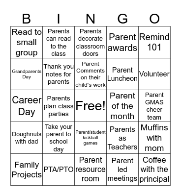 Parento Bingo Card