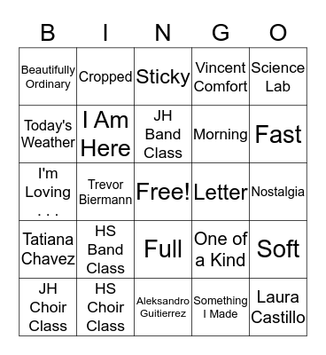 Cambree Yearbook Bingo Card