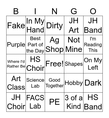 Lizbeth Yearbook Bingo Card