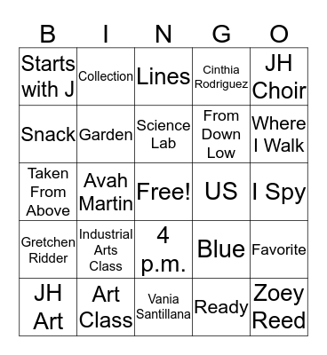 Carlos Yearbook Bingo Card