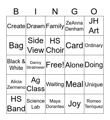 Lucia Yearbook Bingo Card