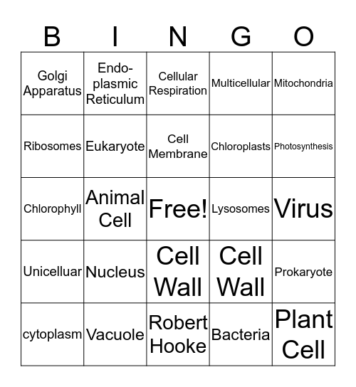 CeLLs Bingo Card