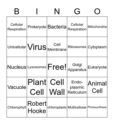 CeLLs Bingo Card